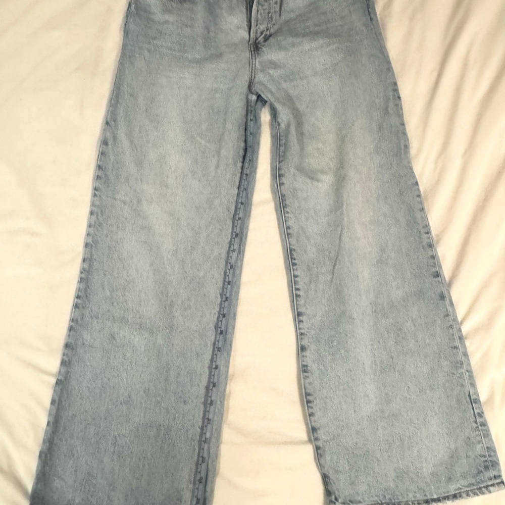 Denim Forum Light Blue High-Rise Wide Leg Jeans - Picture 9 of 12